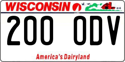 WI license plate 200ODV