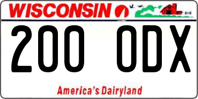 WI license plate 200ODX