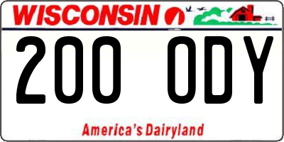 WI license plate 200ODY