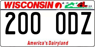 WI license plate 200ODZ
