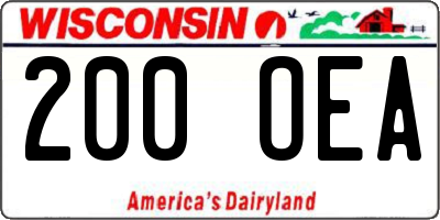WI license plate 200OEA
