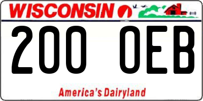 WI license plate 200OEB