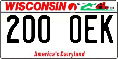 WI license plate 200OEK