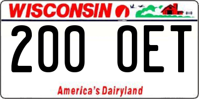 WI license plate 200OET
