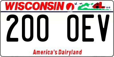 WI license plate 200OEV