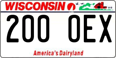 WI license plate 200OEX