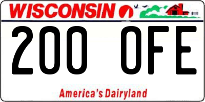 WI license plate 200OFE
