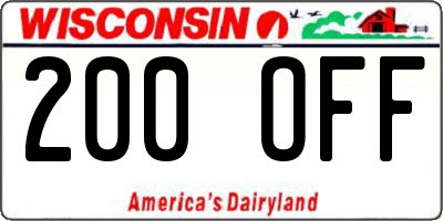 WI license plate 200OFF