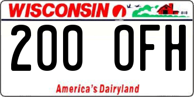 WI license plate 200OFH