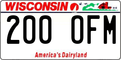 WI license plate 200OFM