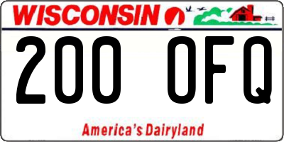 WI license plate 200OFQ
