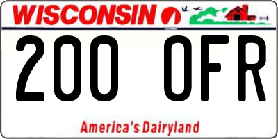 WI license plate 200OFR