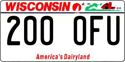 WI license plate 200OFU