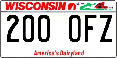 WI license plate 200OFZ