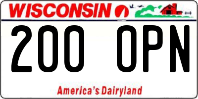 WI license plate 200OPN