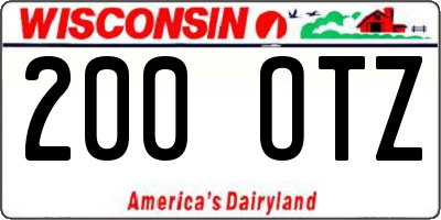 WI license plate 200OTZ