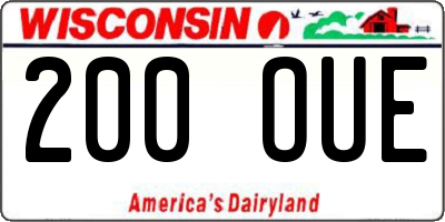 WI license plate 200OUE