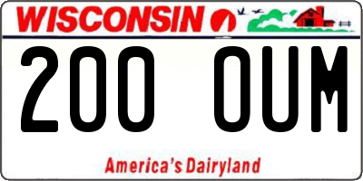 WI license plate 200OUM
