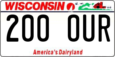 WI license plate 200OUR