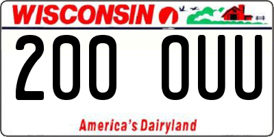 WI license plate 200OUU