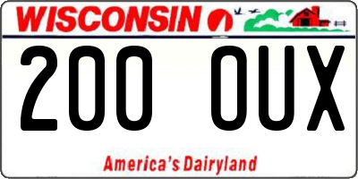 WI license plate 200OUX