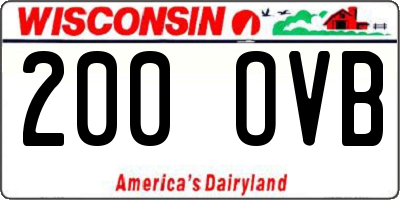 WI license plate 200OVB