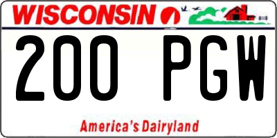 WI license plate 200PGW