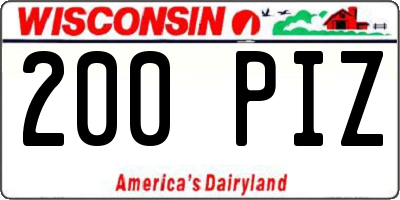 WI license plate 200PIZ