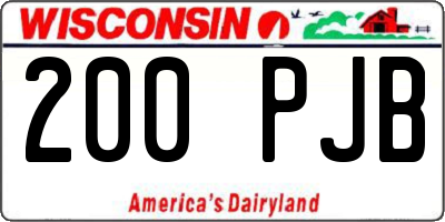 WI license plate 200PJB