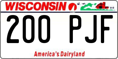 WI license plate 200PJF