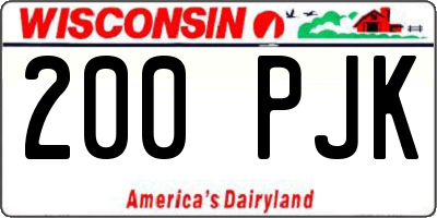 WI license plate 200PJK