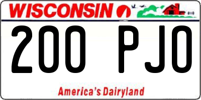 WI license plate 200PJO