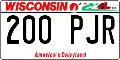 WI license plate 200PJR