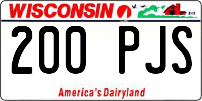 WI license plate 200PJS