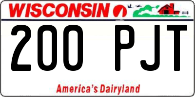 WI license plate 200PJT