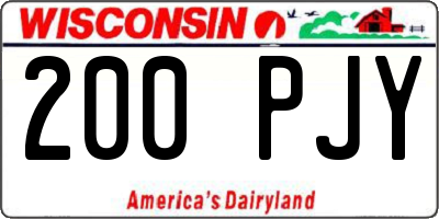 WI license plate 200PJY