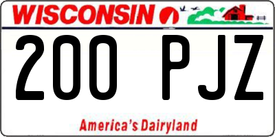 WI license plate 200PJZ