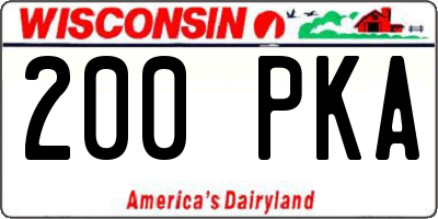 WI license plate 200PKA