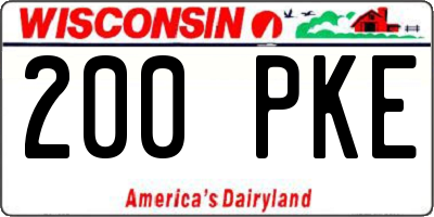 WI license plate 200PKE