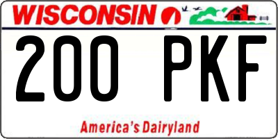 WI license plate 200PKF