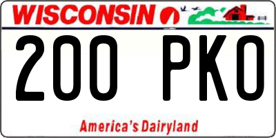 WI license plate 200PKO