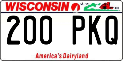 WI license plate 200PKQ