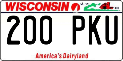 WI license plate 200PKU