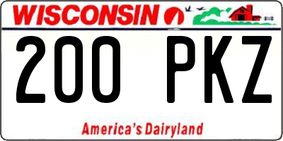 WI license plate 200PKZ