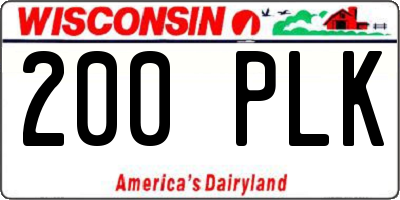 WI license plate 200PLK