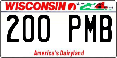 WI license plate 200PMB