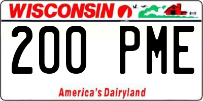 WI license plate 200PME