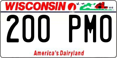 WI license plate 200PMO