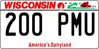 WI license plate 200PMU