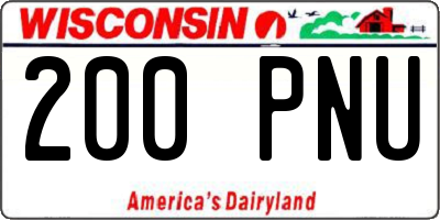 WI license plate 200PNU